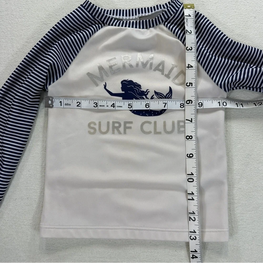 Crazy 8 Mermaid Girls Seim Surf Club Rashguard - White and Blue Sz 4T